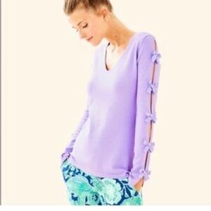 Lilly Pulitzer Lavender Long Sleeve Top with Bow Accents Edina sweater